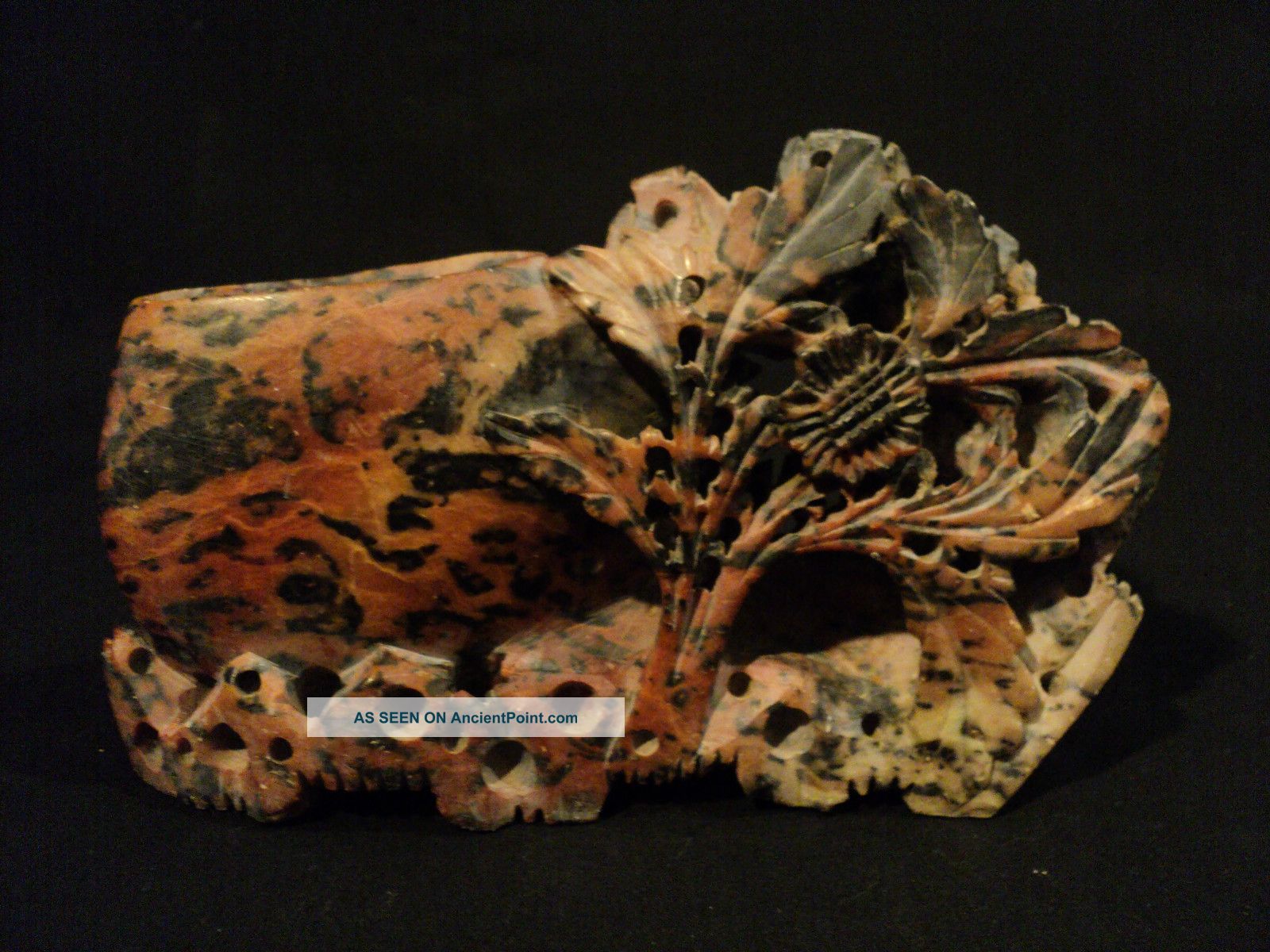 19th Century Chinese Carved Soapstone Vase,  Unusual Coloration Vases photo