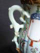Antique Chinese Vase Lamp Large Porcelain Brass Mounts Famille Rose Verte Vases photo 9