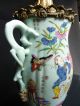 Antique Chinese Vase Lamp Large Porcelain Brass Mounts Famille Rose Verte Vases photo 1