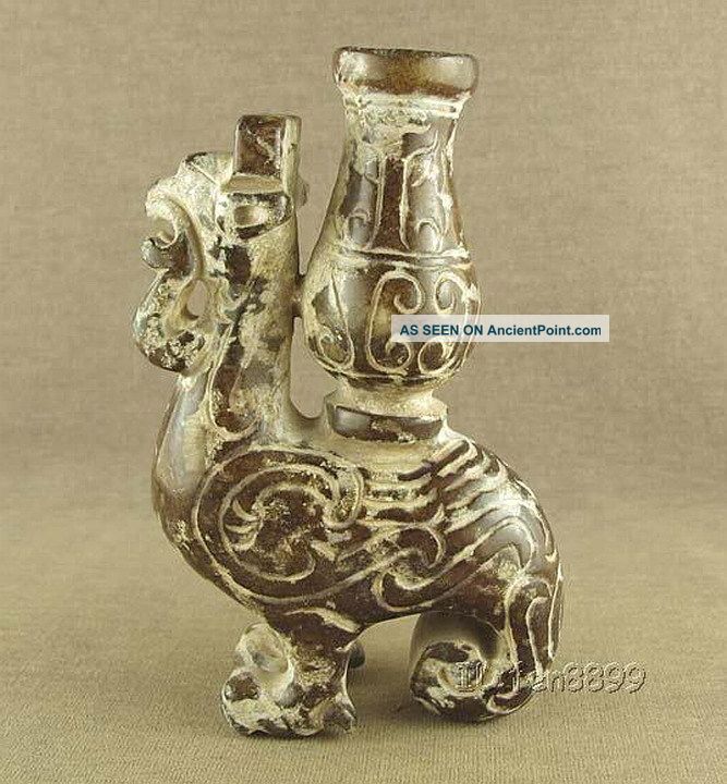 Chinese Jade Animals Carving Phoenix Statue Back Vases Other photo