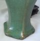 19ct Chinese Guang Dong Ware Hexagonal Olive Green Thickly Glazed Vase Vases photo 10
