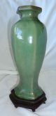 19ct Chinese Guang Dong Ware Hexagonal Olive Green Thickly Glazed Vase Vases photo 1