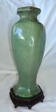 19ct Chinese Guang Dong Ware Hexagonal Olive Green Thickly Glazed Vase Vases photo 2