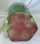 19ct Chinese Guang Dong Ware Hexagonal Olive Green Thickly Glazed Vase Vases photo 6