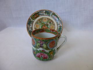 Vintage,  C1920,  Famille Rose/rose Medallion,  Demitasse Cup & Saucer photo