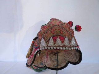 Chinese Minority People ' S Antique Hand Embroidery Child Hat photo