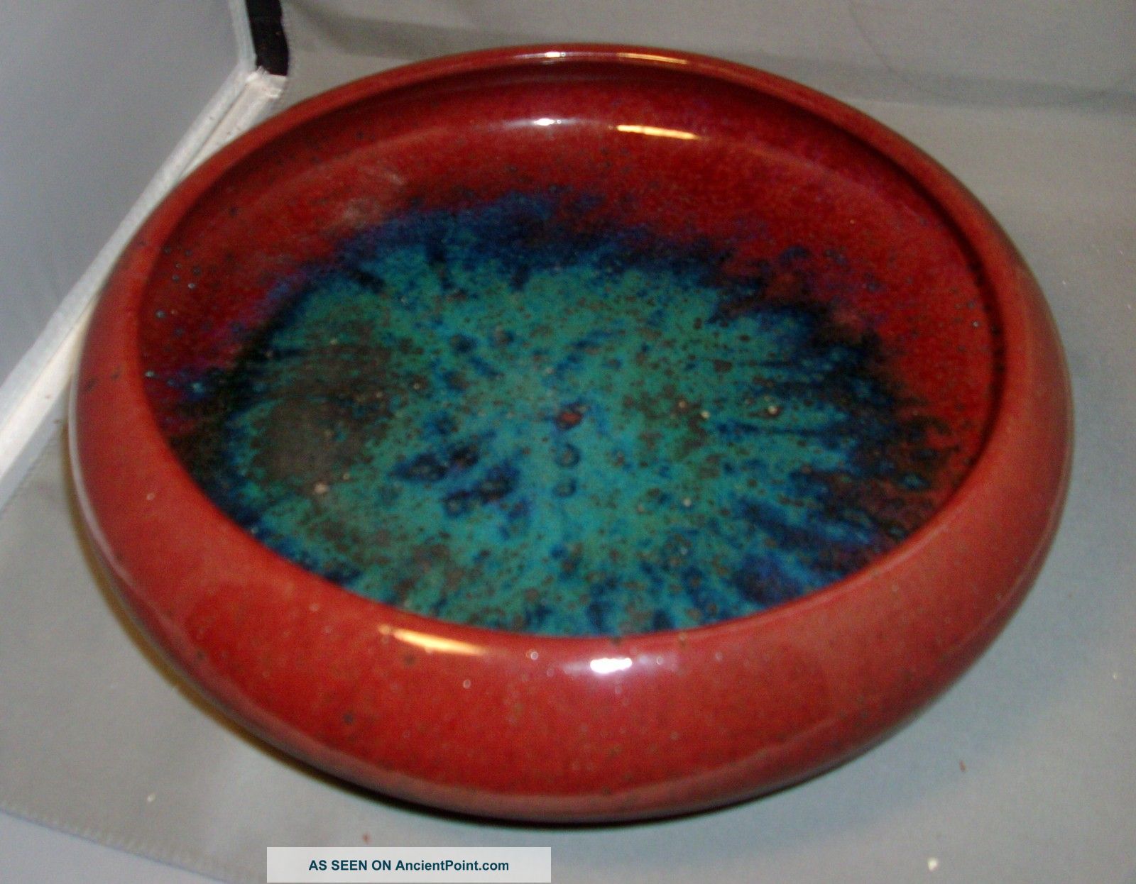 Antique 19th Century Chinese Flambe Sang De Boeuf Oxblood Vase Censer Turquoise Vases photo