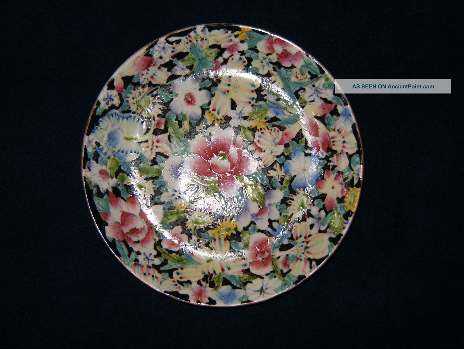 Antique Chinese Floral Pattern With Enamel & Hand Painted Porcelain Plate Plates photo
