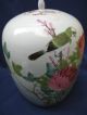 Large Chinese Rose Famille Ginger Jar W/ Coa Vases photo 1