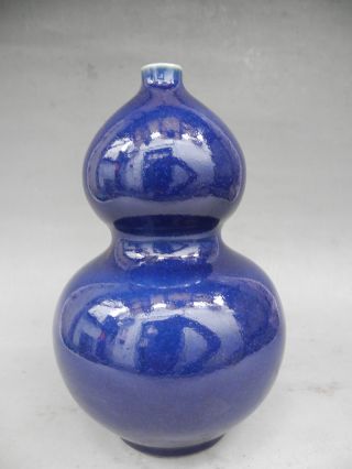 Chinese Blue Glaze Porcelain Gourd Vase photo