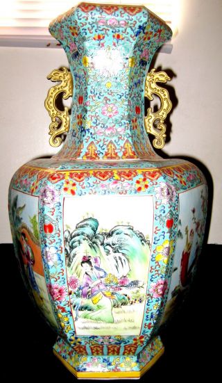 Vintage Chinese Porcelain Six Sides Vase With Yongzheng Mark photo