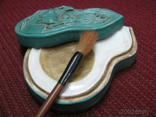 Chinese Porcelain Carved Ox & Tree Pattern Inkwell / Brush Washer photo