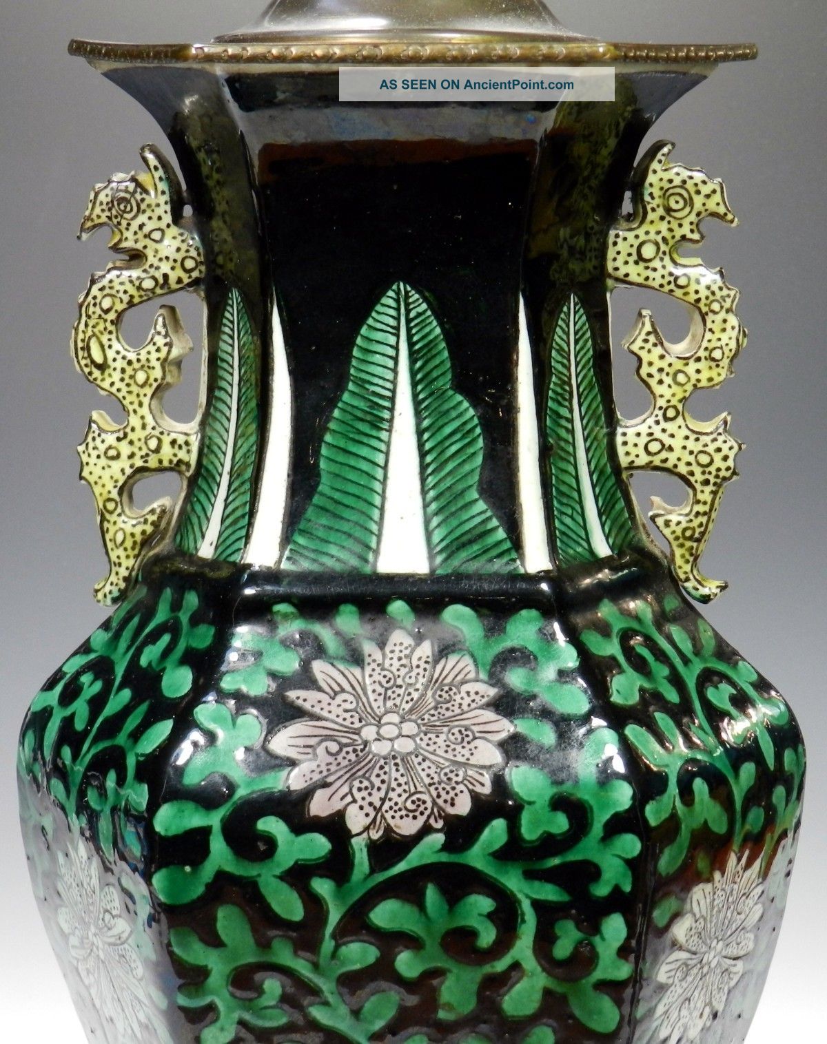 Early 20th Century Chinese Famille Noire Vase Lamp Vases photo