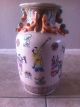 Antique Chinese Vase With Famille Rose Foo Dog Handles Applied Lizards Vases photo 2