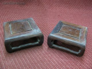 A Pair Of Chinese Traditional Wooden Carved Stands photo