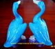 Pair Of Antique Chinese Blue Porcelain Ducks Birds photo 2