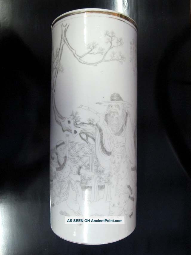 Chinese Late Qing Dynasty Porcelain Hat Stand,  Characters Pattern W/ Mark Other photo