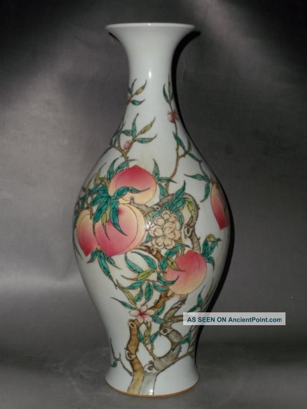 Rare Chinese Famille Rose Porcelain Vase With Peaches Vases photo