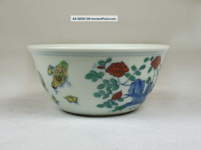 Chinese Exquisitely Enamelled/porcelain Doucai Chicken Cup W/ Mark On Bottom Other photo