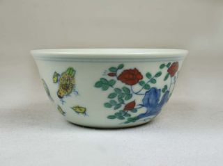 Chinese Exquisitely Enamelled/porcelain Doucai Chicken Cup W/ Mark On Bottom photo