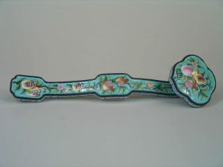 Chinese Antique Famille Rose Enamel Ruyi Scepter,  Qianglong Mark photo