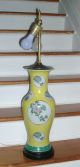 Antique Chinese Porcelain Baluster Vase As Lamp Yellow Famille Jaune Rose Export Vases photo 1