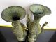 A Pair China Antique Bronze Peacock Statues Vases Vases photo 3