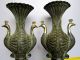 A Pair China Antique Bronze Peacock Statues Vases Vases photo 4