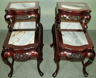 5654: Chinese Rosewood & Marble Set 2 Tables Qualtiy photo