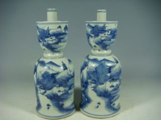 Chinese Blue&white Porcelain Candlesticks photo