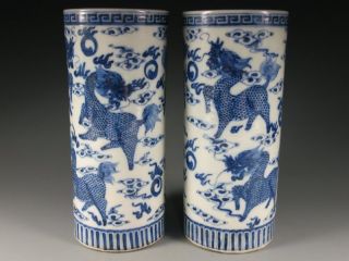 A Pair Stunning Chinese Blue And White Porcelain Vase photo