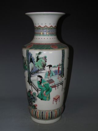 Fine Chinese Rare Famille Rose Porcelain People Vase photo