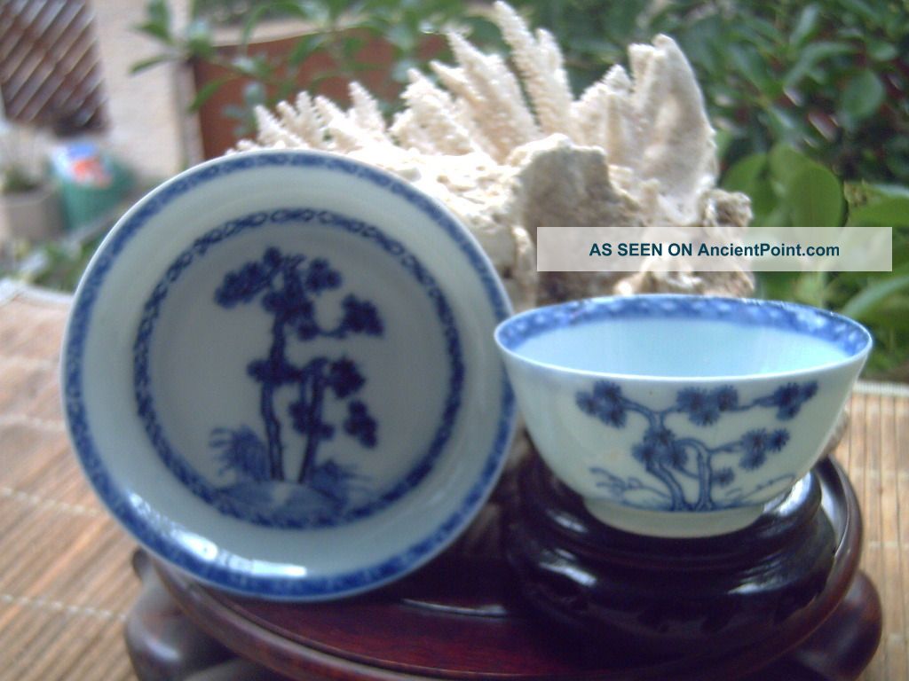 1 Dish 1 Bowl Nanking Cargo Shipwreck 1752 Blue Pine Very Good Condition Bowls photo