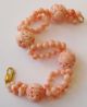 Fine Old Chinese Carved Pierced Coral Bead 14k Yellow Gold Bracelet Bracelets photo 9