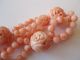 Fine Old Chinese Carved Pierced Coral Bead 14k Yellow Gold Bracelet Bracelets photo 10