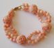 Fine Old Chinese Carved Pierced Coral Bead 14k Yellow Gold Bracelet Bracelets photo 3