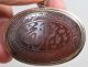 1800s Antique Middle East Persian Inscribed Agate W Gold Frame Pendant Asian Middle East photo 1