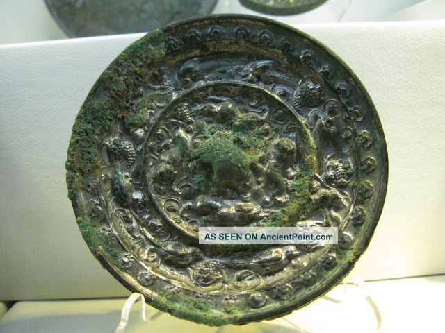 Rare Chinese Bronze Beasts & Grapes Mirror Other photo