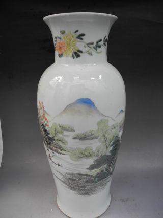Chinese Famille Rose Landscape Porcelain Vase photo