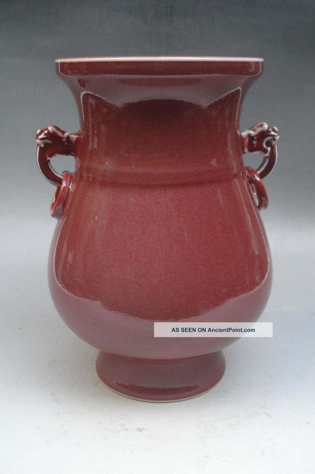 Red Glaze Two Ears Porcelain Zun Vase Vases photo