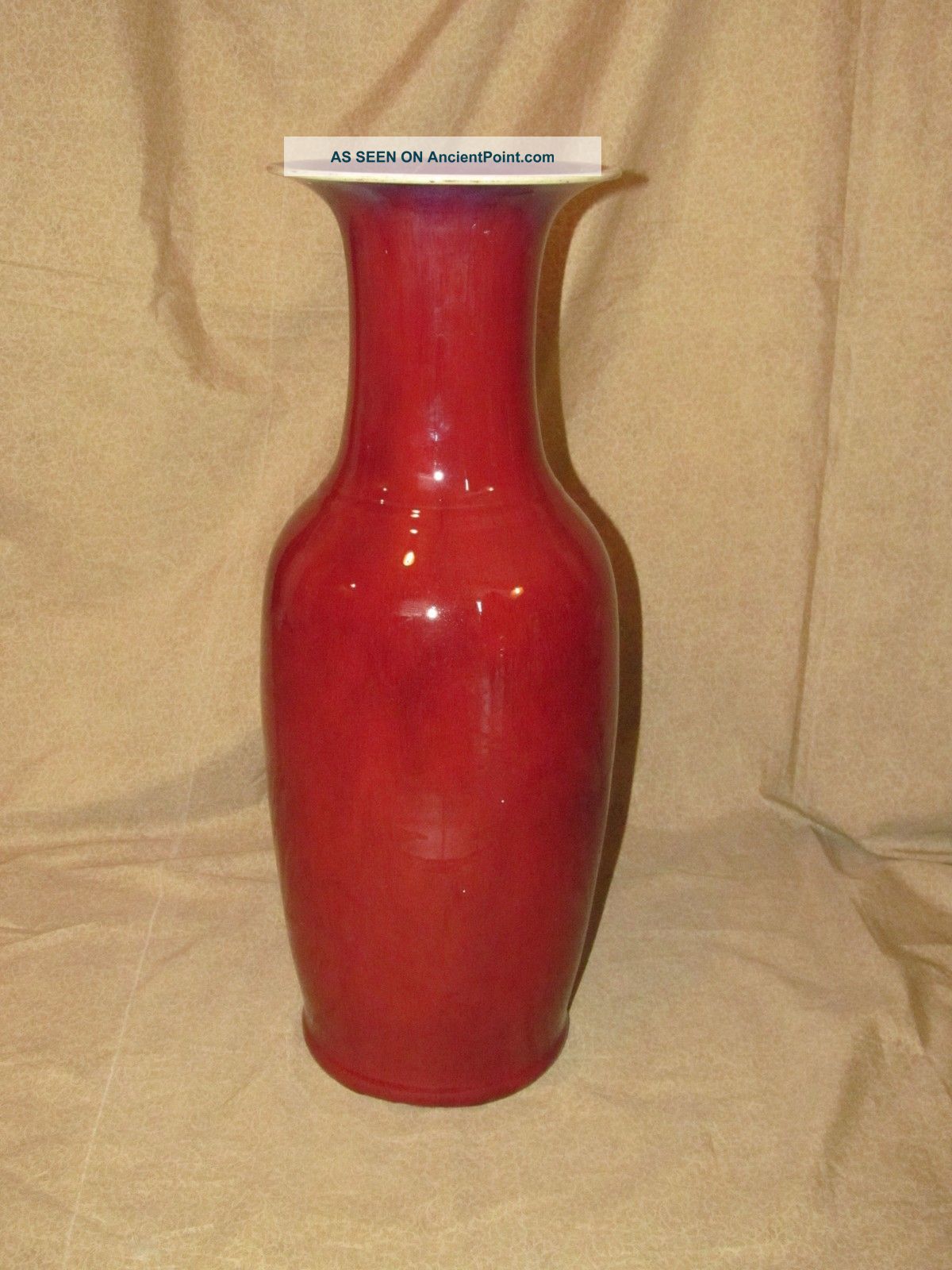 Large Antique Chinese Flambe Porcelain Ox Blood Vase As - Is Vases photo