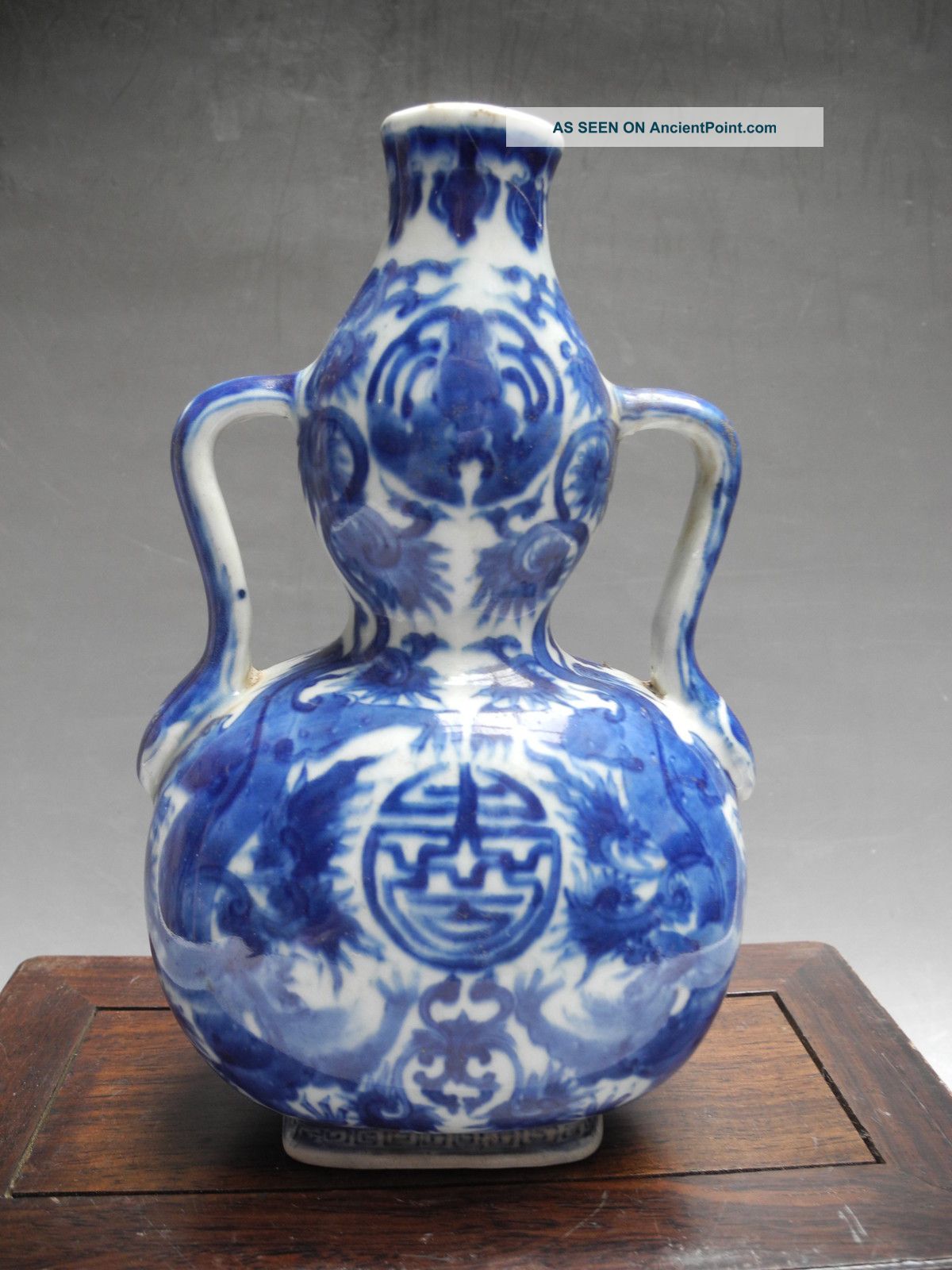 Blue & White Dragons Flat Porcelain Vase Vases photo
