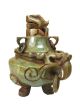Chinese Hand - Carved Green Stone 3 - Leg Incense Burner W/ Dragon Other photo 1