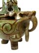 Chinese Hand - Carved Green Stone 3 - Leg Incense Burner W/ Dragon Other photo 2