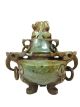 Chinese Hand - Carved Green Stone 3 - Leg Incense Burner W/ Dragon Other photo 3