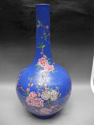 Chinese Famille Rose Peach Flower Porcelain Vase photo