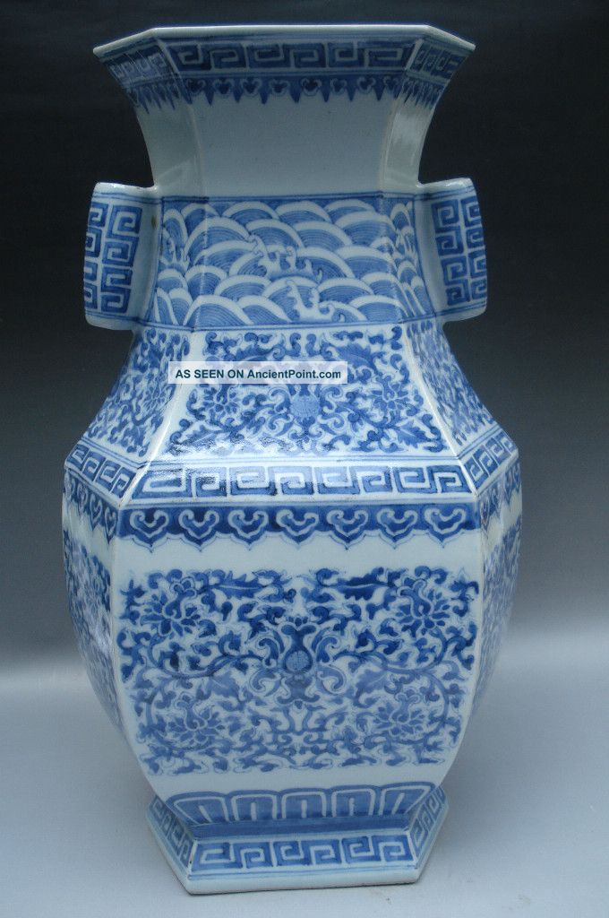Blue & White Six Squares Porcelain Vase Vases photo