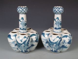 Fine A Pair Chinese Blue & White Porcelain Landscape Vase photo