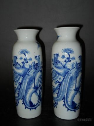 A Pair Excellent Stunning Chinese Blue And White Porcelain Vase photo