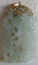 Fine Old Chinese Carved Jade 14k Gold Dragon Necklace Pendant Necklaces & Pendants photo 11